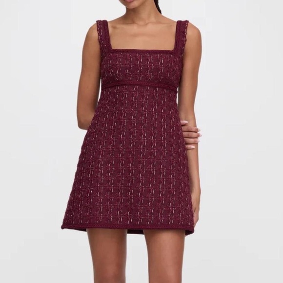 Hill House The Bennett Dress - Burgundy Tweed